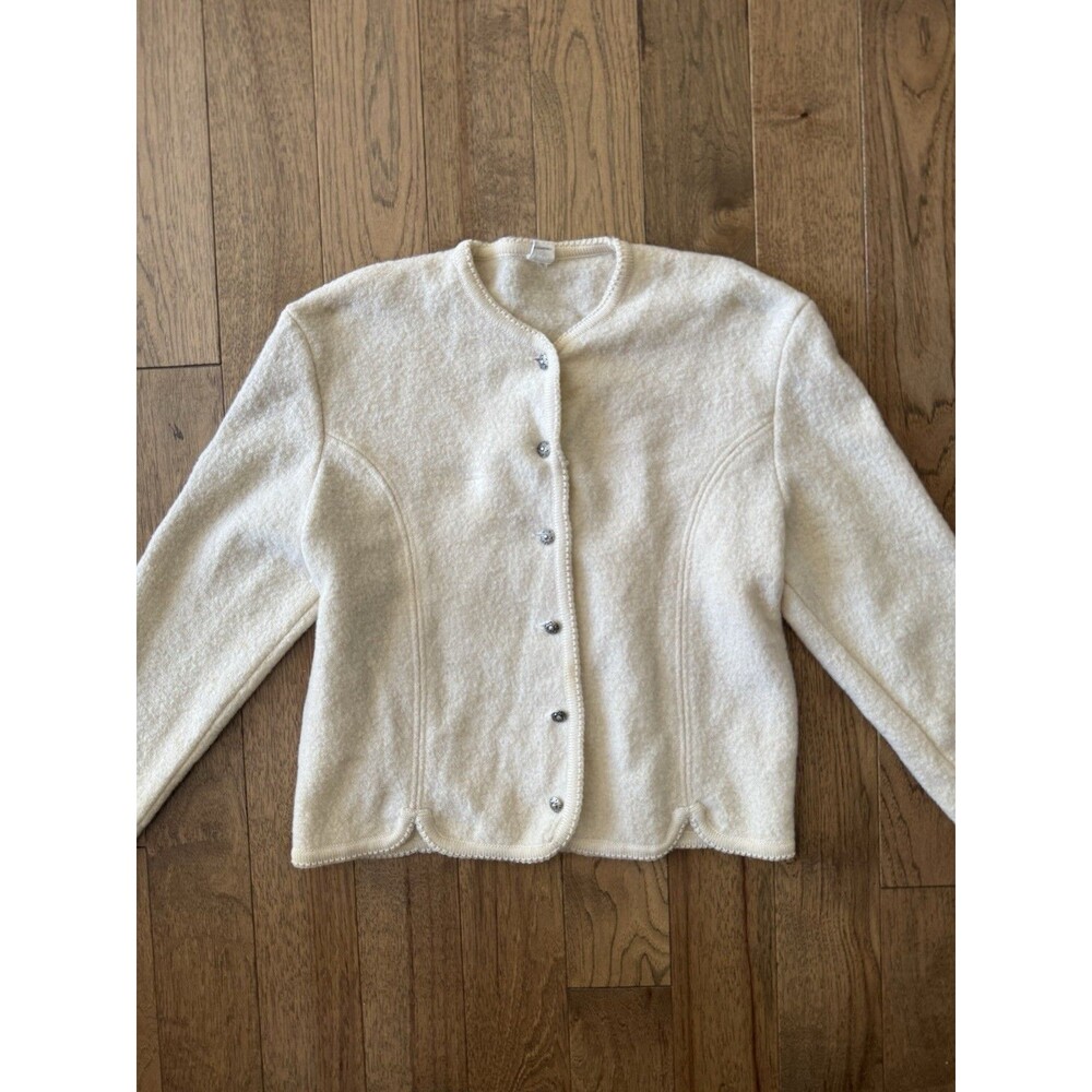 Vintage Ivory Wool Cardigan Sweater Austrian Folk Cottagecore Country Orvis - Picture 6 of 16